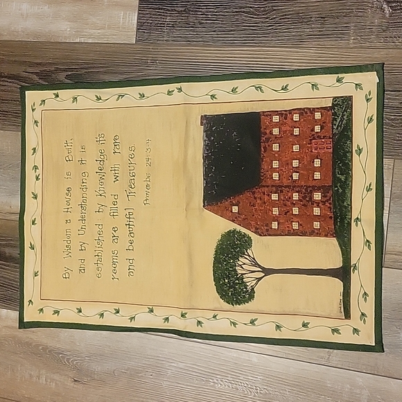 Primitive, Country Dish Towel. Proverbs 24: 3-4. Farmhouse - Picture 1 of 7